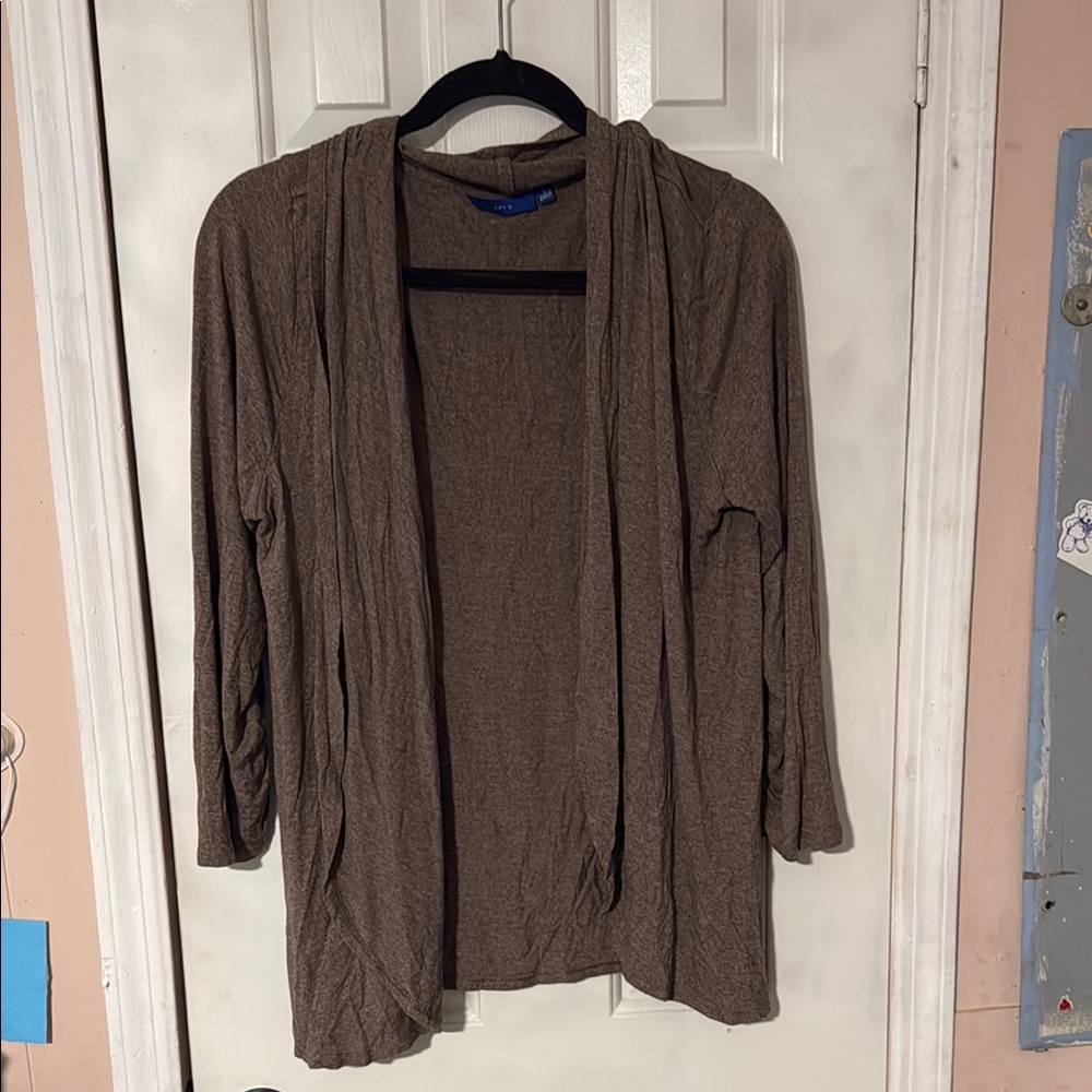 Apt. 9 Brown Cardigan Sweater Lightweight Open-Front